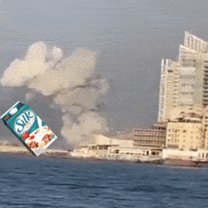 the only known footage of what REALLY caused the beiruit explosion; a soyjak and his soymilk.gif