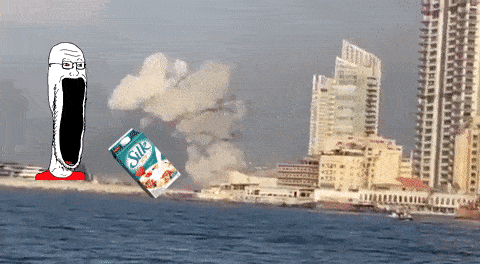 the only known footage of what REALLY caused the beiruit explosion; a soyjak and his soymilk.gif