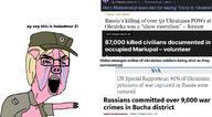 animal arm badge bloodshot_eyes christianity clothes cross crying ear glasses hair hand hat marichka nazism necklace news open_mouth pig pink_skin pointing russo_ukrainian_war snout soyjak swastika text ukraine variant:chudjak yellow_hair // 1280x707 // 536.0KB
